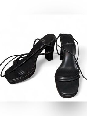 Jeffrey Campbell Black Lace-Up Square Toe Block Heels
